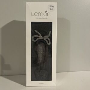 Lemon Wool Ballet Slippers Gray Slate Knit Ballet Flats Non Slip Size S/M